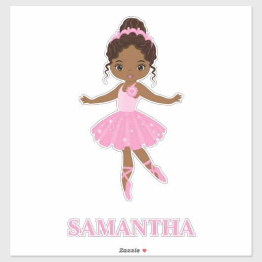 African Amecan Ballerina Girl Vinyl Sticker (Blatt)