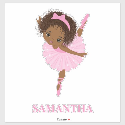 African Amecan Ballerina Girl Vinyl Sticker (Blatt)
