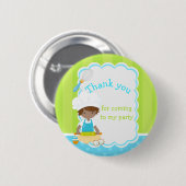 African America Boy Baking 'Danke für das Kommen' Button (Vorne & Hinten)