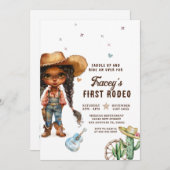 African America Cowgirl First Rodeo Birthday Party Einladung (Vorne/Hinten)