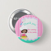 African America Girl Baking 'Danke für das Kommen' Button (Vorne & Hinten)
