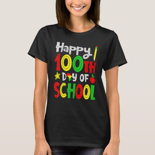 African American 100th Day Of School Black Teacher T-Shirt (Vorderseite)