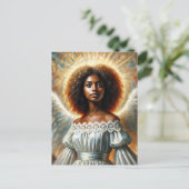 African American Angel With Halo Postkarte (Stehend Vorderseite)