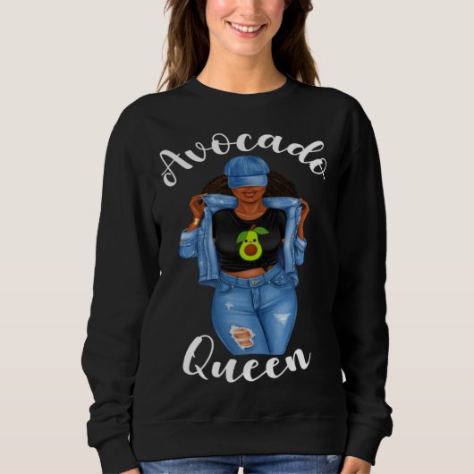 African American Avocado Queen Vegan Veganism Crue Sweatshirt (Vorderseite)