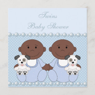 African American Baby Boy Twins Blue Baby Dusche Einladung