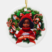 African AMerican Baby Girl Christmas HMarchmellows Keramik Ornament (Vorne)