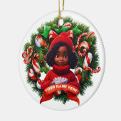 African AMerican Baby Girl Christmas HMarchmellows Keramik Ornament (Links)
