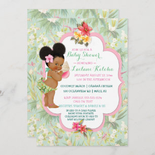 African American Baby Tropical Luau Hawaiian Einladung