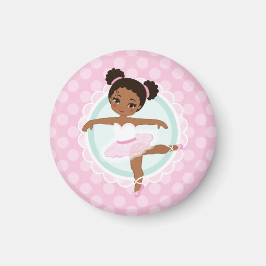 African American Ballerina - Pink Ballet Dancer Magnet (Vorne)