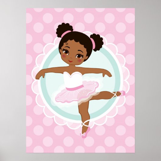 African American Ballerina - Pink Ballet Dancer Poster (Vorne)