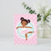 African American Ballerina - Pink Ballet Dancer Postkarte (Stehend Vorderseite)