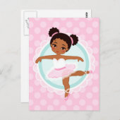 African American Ballerina - Pink Ballet Dancer Postkarte (Vorne/Hinten)