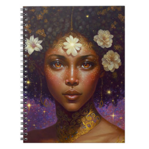 African American Black Goddess Queen Fantasy Art N Notizblock