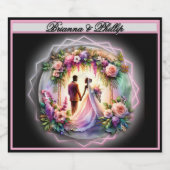 African-American Botanical Wedding  Schaumweinetikett (Einzelnes Label)