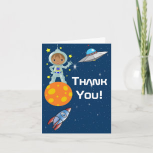 African American Boy Astronaut Thank You Note Card Dankeskarte