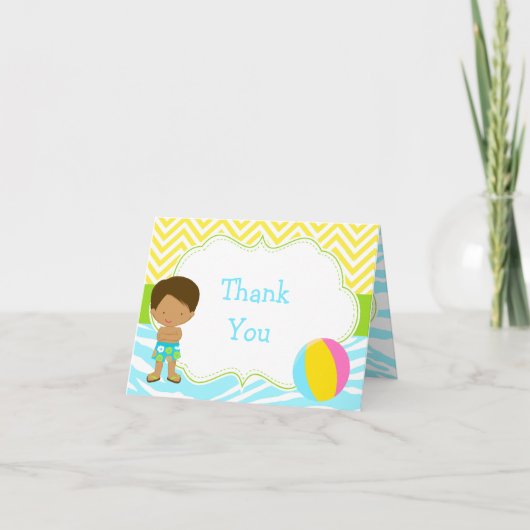 African American Boy Pool Party Bash Party Dankeskarte (Vorderseite)