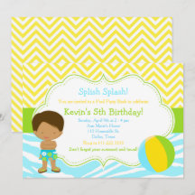 African American Boy Pool Party Bash Party