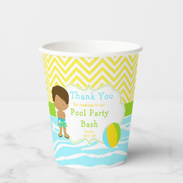 African American Boy Pool Party Bash Party Pappbecher