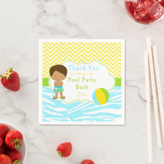 African American Boy Pool Party Bash Party Serviette (Beispiel)