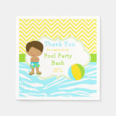 African American Boy Pool Party Bash Party Serviette (Vorderseite)