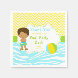 African American Boy Pool Party Bash Party Serviette