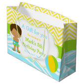 African American Boy Pool Party Bash Vielen Dank Große Geschenktüte (Rückseite Schrägansicht)