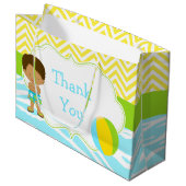 African American Boy Pool Party Bash Vielen Dank Große Geschenktüte (Vorderseite Schrägansicht)