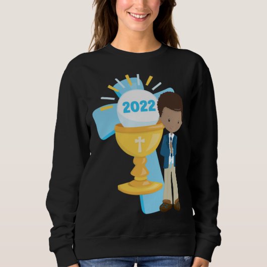 African American Boys First Communion Black Boy Cr Sweatshirt (Vorderseite)