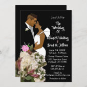 African American Bride & Groom White Wedding  Einladung (Vorne/Hinten)
