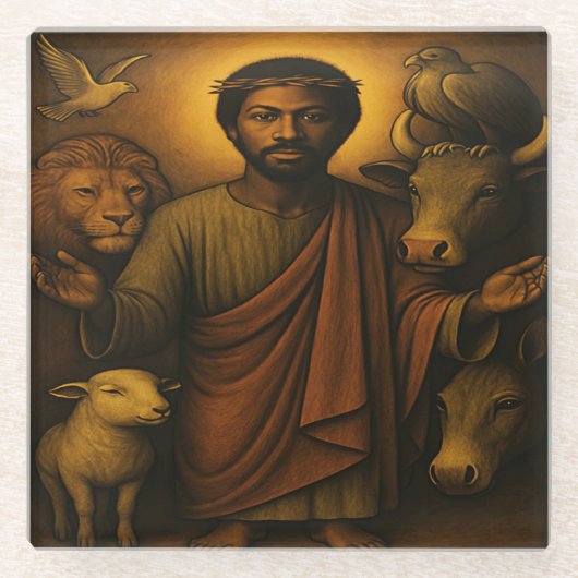 African American Christlich Art Glass Untersetzer (Vorderseite)