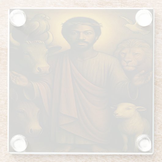 African American Christlich Art Glass Untersetzer (Rückseite)