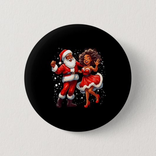 African American Christmas African Santa Mrs Claus Button (Vorderseite)