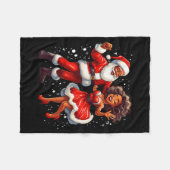 African American Christmas African Santa Mrs Claus Fleecedecke (Vorderseite (Horizontal))