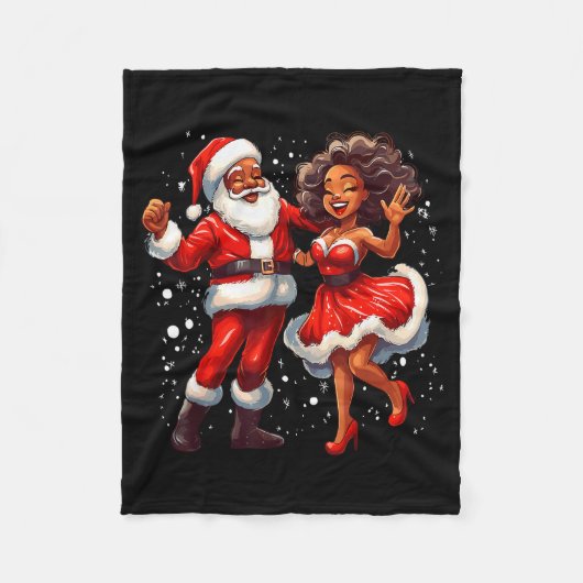 African American Christmas African Santa Mrs Claus Fleecedecke (Vorderseite)