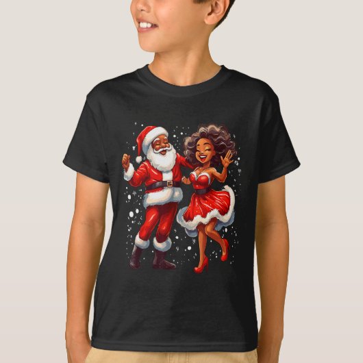 African American Christmas African Santa Mrs Claus T-Shirt (Vorderseite)