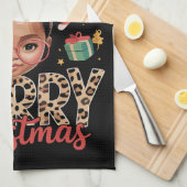 African American Christmas Messy Bun Black Mom  Geschirrtuch (Viertel Falte)