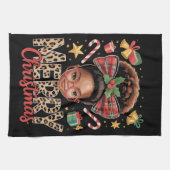 African American Christmas Messy Bun Black Mom  Geschirrtuch (Horizontal)