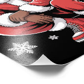 African American Christmas Pajama Xmas Afro Santa  Fotodruck (Ecke)