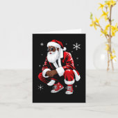 African American Christmas Pajama Xmas Afro Santa  Karte (Gelbe Blume)