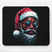 African American Christmas Pajama Xmas Afro Santa Mousepad (Vorne)