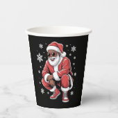African American Christmas Pajama Xmas Afro Santa  Pappbecher (Vorderseite)