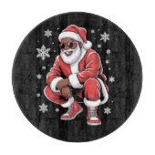 African American Christmas Pajama Xmas Afro Santa Schneidebrett (Vorderseite)