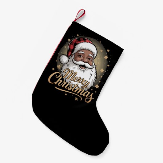 African American Christmas Pajamas Santa Claus Kleiner Weihnachtsstrumpf (Vorderansicht (hängend))