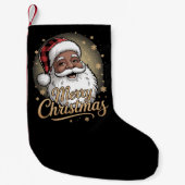 African American Christmas Pajamas Santa Claus Kleiner Weihnachtsstrumpf (Vorderseite)