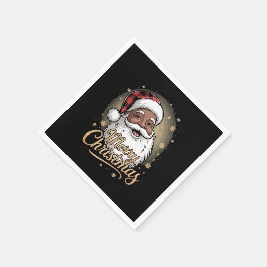 African American Christmas Pajamas Santa Claus Serviette (Ecke)