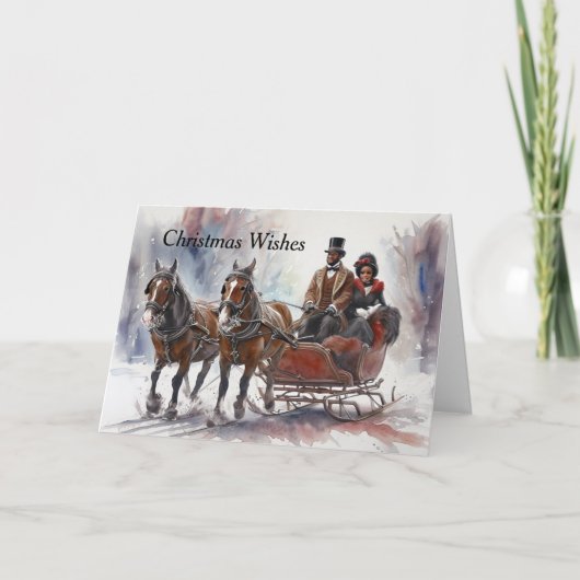 African American Christmas Sleigh Ride Feiertagskarte (Vorderseite)