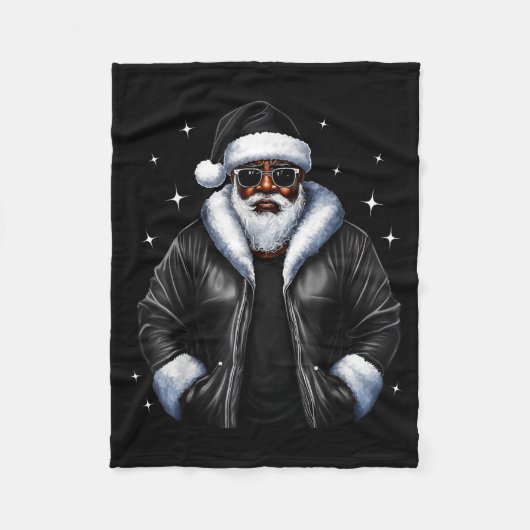 African American Christmas Xmas Afro Santa Claus Fleecedecke (Vorderseite)