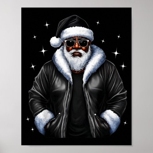 African American Christmas Xmas Afro Santa Claus  Poster (Vorne)