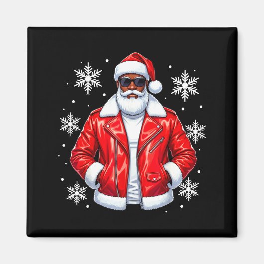 African American Cool Santa Claus Christmas Pajama Magnet (Vorne)