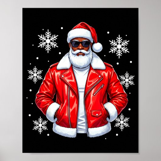 African American Cool Santa Claus Christmas Pajama Poster (Vorne)
